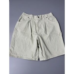 Vintage 90s CHIC Pinstripe Cotton Shorts Womens 18 Green White High Rise USA